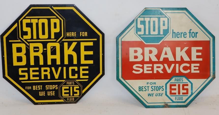 Group of 2 EIS Brake Service Octagon Shaped Advertising Signs: 15x15 Each