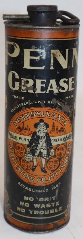 1911 Penn Grease 25 Cent Pricer Advertising Can (1 of 2)