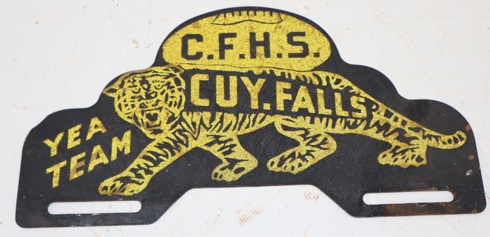Cuyahoga Falls Black Tigers License Plate Reflective Topper: 11x6