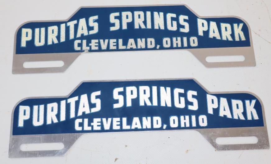 Group of 2 Puritas Springs Park NOS Blue Reflective License Plate Toppers (1 of 2)