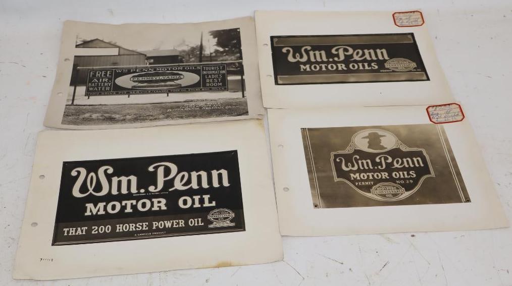 Group of 4 1930's Wm. Penn Original Photos of Advertising Signs: largest 11" x 8.5"
