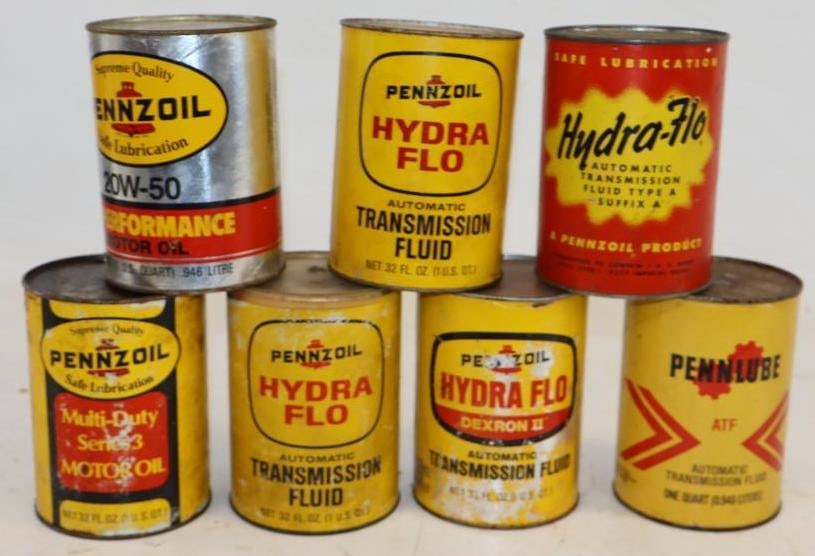 Group of 7 Pennzoil ATF and Motor Oil Composite 1 Quart Oil Cans (1 of 2)