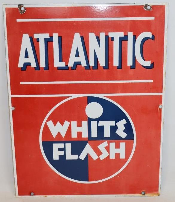 Atlantic White Flash Porcelain Gas Pump Plate (1 of 4)