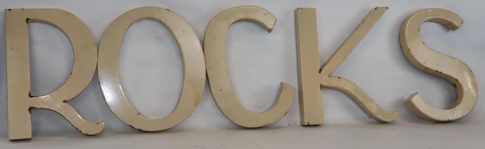 Porcelain Die Cut Rocks Sign: largest 15" x 18" x 2"