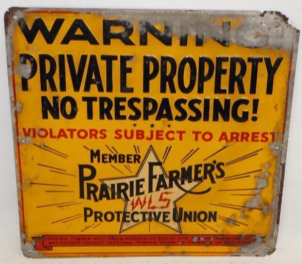 Prairie Farmer's Protective Union Embossed Warning Sign (1 of 4)