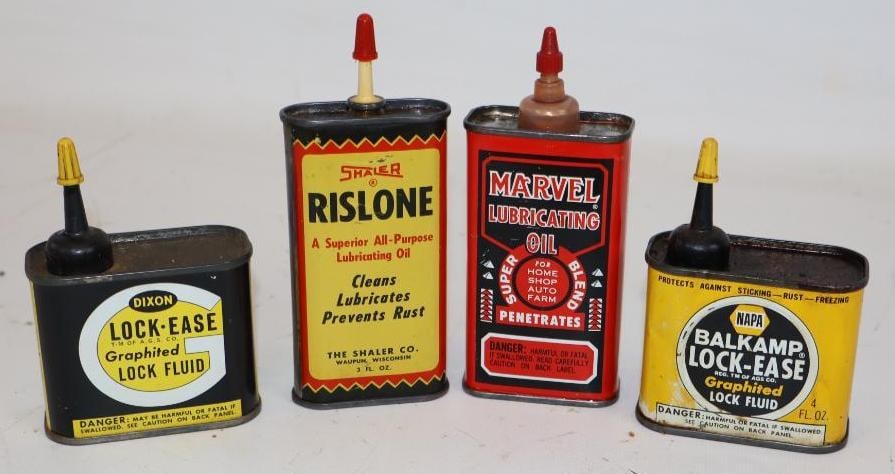 Group of 4 Different Advertising Handy Oilers: Largest is 4 oz