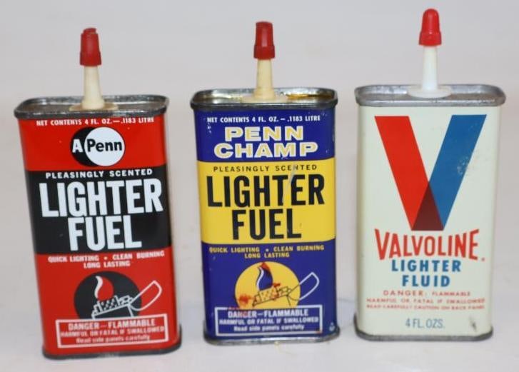 Group of 3 Valvoline APenn and Penn Champ Lighter Fluid Cans: 4 oz Each