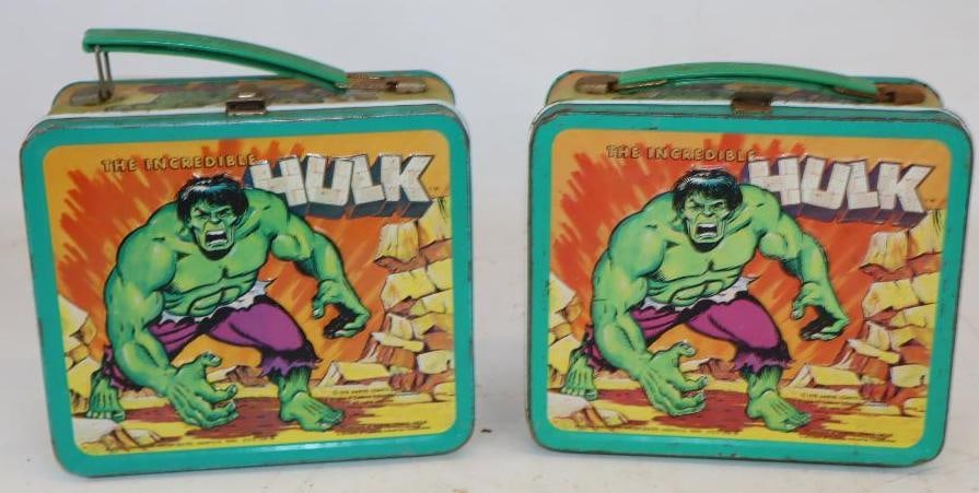 Group of 2 1978 The Incredible Hulk Metal Lunch Boxes 1 Thermos (1 of 3)