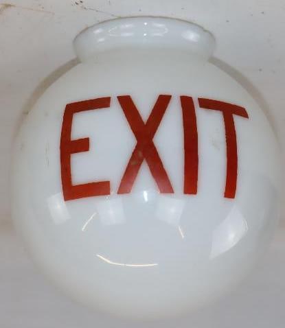 Flush Mount Double Sided Exit Milk Glass Globe Sign (1 of 3)