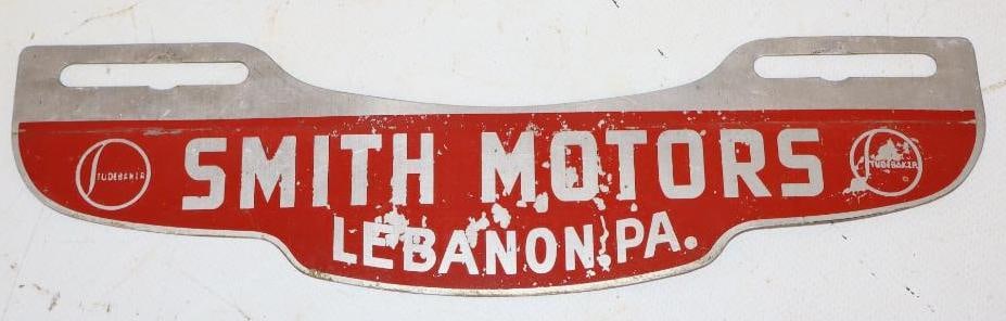 Studebaker Smith Motors Lebanon PA Aluminum License Plate Topper (1 of 2)