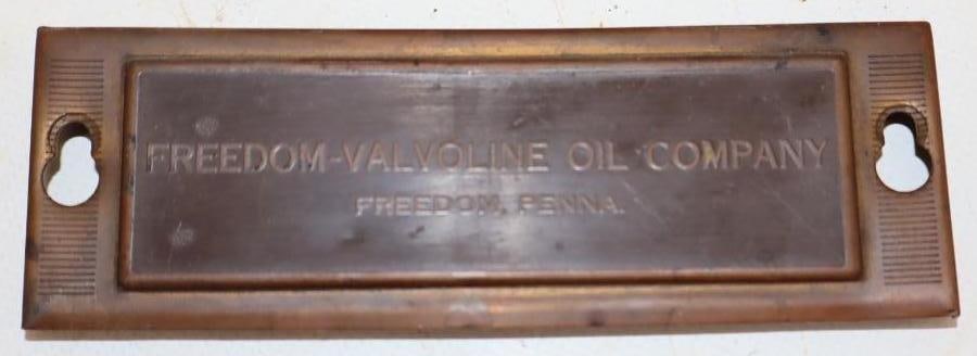Freedom- Valvoline Oil Company Brass Embossed Advertising Sign (1 of 2)