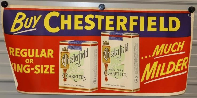 Buy Chesterfield Regular or King Size Advertising Cardboard Banner: 42x19 Is Marked Duckine Massillon Ohio