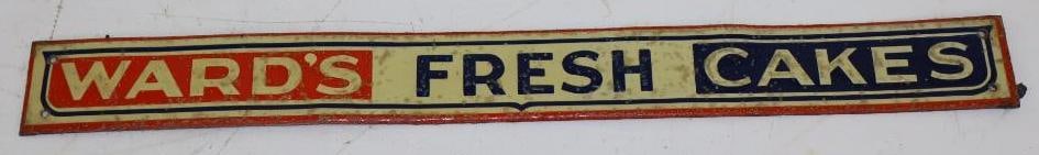 Ward's Fresh Cakes Advertising Strip Sign: 15x1.5 Sign appears to be clear coated