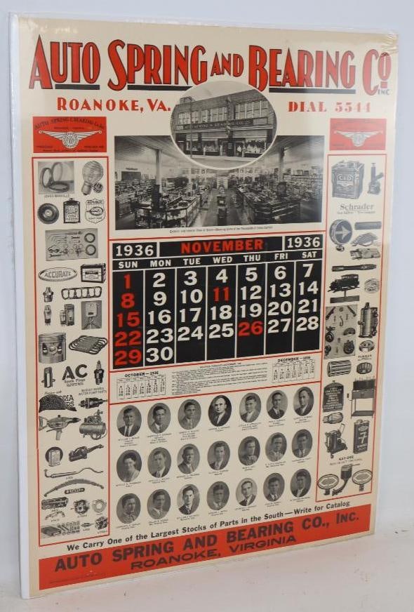 Auto Spring and Bearing Co Roanoke Va Advertising Poster: 20x28