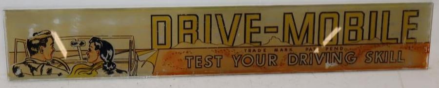 Drive-Mobile Test Your Driving Skill Reverse Painted Glass Sign (1 of 5)