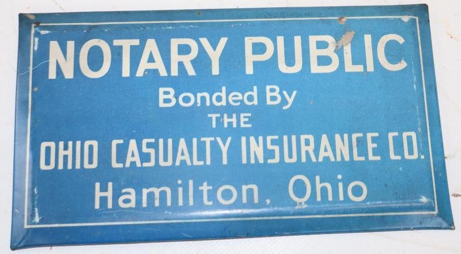 Notary Public Ohio Casualty Insurance Co TOC Advertising Sign: 7.75x4.25 Marker Permanent Sign Display Company