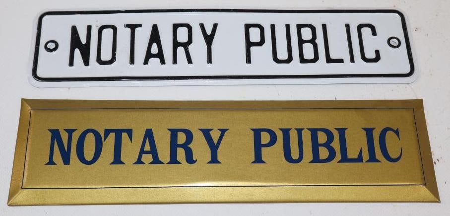 Group of 2 Notary Public Embossed Aluminum TOC Advertising Signs (1 of 2)