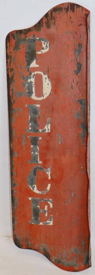 Hand Painted Double Sided Flange Police Sign: 6" x 19.5" x 1"