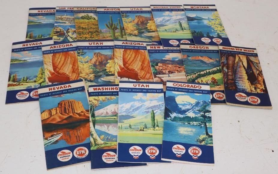 Group of 18 Chevron and RPM Gas Station Road Maps: largest 9" x 4"