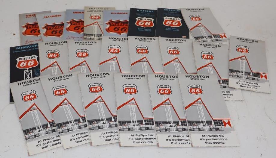 Group of 22 Phillips 66 Gas Station Road Maps: largest 9" x 4"