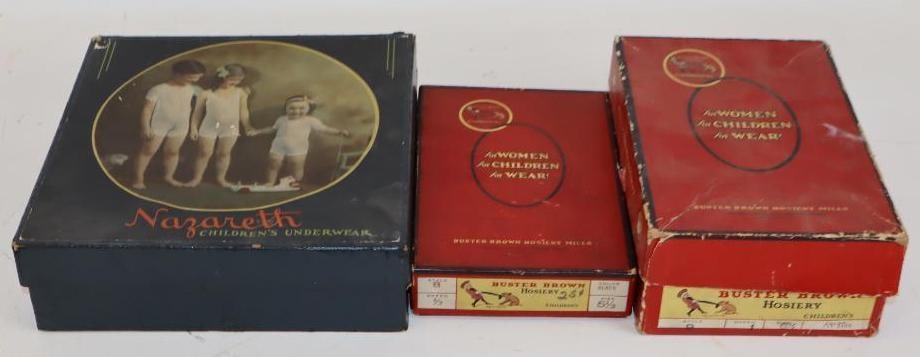 Group of 3 Buster Brown and Nazareth Underwear and Hosiery Advertising Boxes One Box Contains 4 (1 of 5)