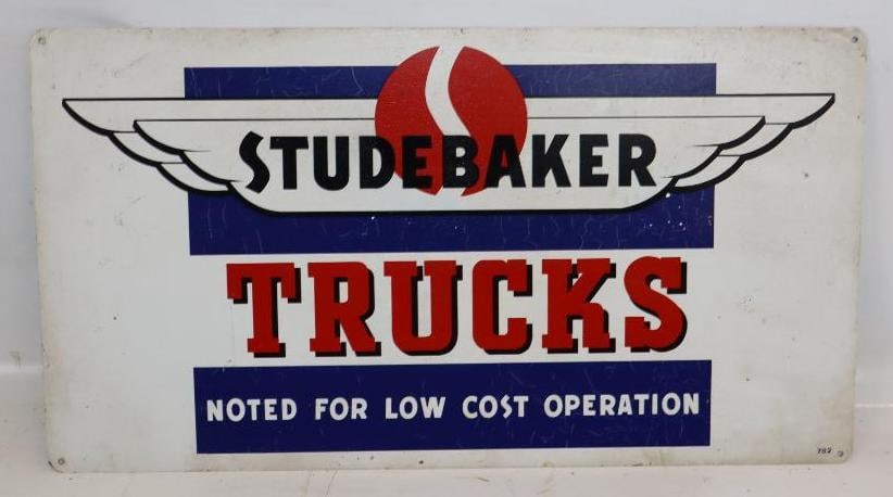 Studebaker Trucks Noted for Low Cost Operation Advertising Metal Sign (1 of 2)