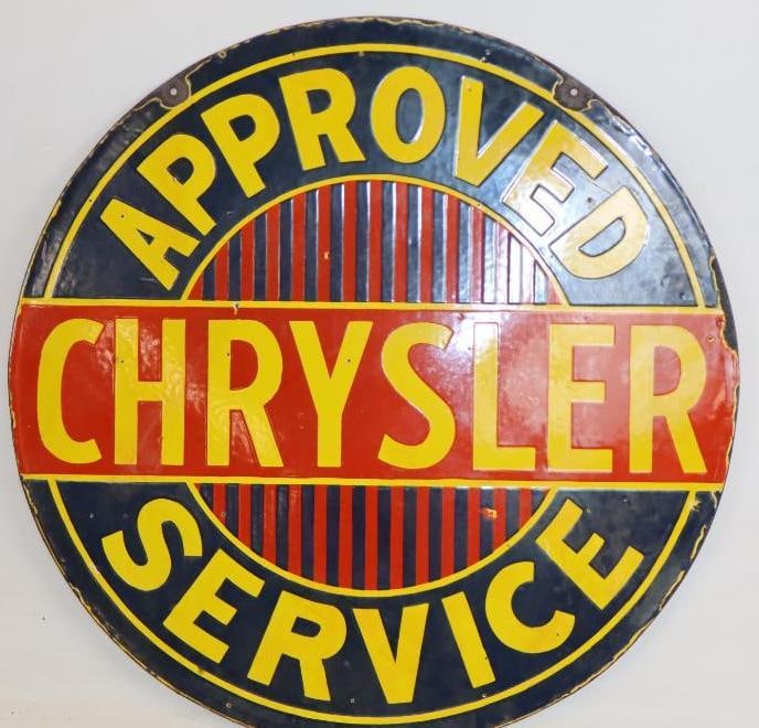 Chrysler Approved Service Double Sided Porcelain Reproduction Advertising Sign (1 of 4)