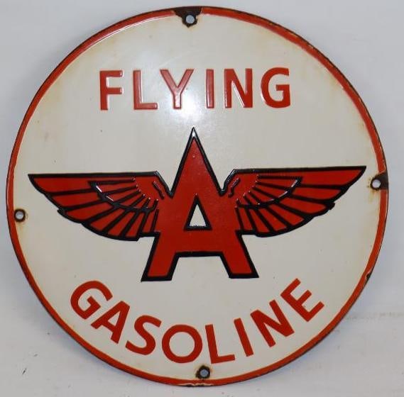 Flying A Gasoline Porcelain Reproduction Gas Pump Plate (1 of 4)