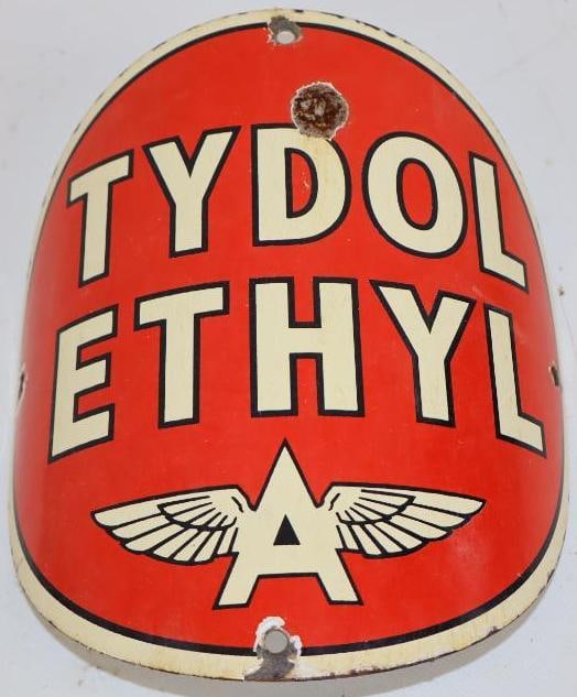 Tydol Flying A Ethyl Curved Porcelain Reproduction Pump Plate (1 of 4)