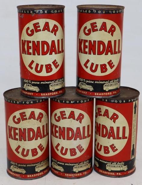 Group of 5 Kendall Gear Lube 1lb Grease Can With Car Graphics (1 of 2)