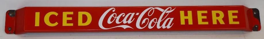 Iced Coca-Cola Here Porcelain Advertising Door Push (1 of 5)