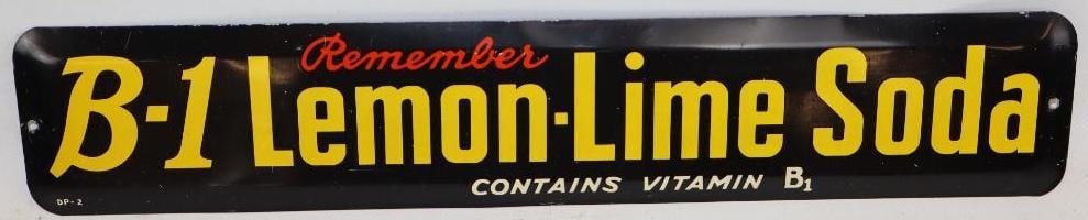 Remember B-1 Lemon-Lime Soda Metal Advertising Sign (1 of 2)