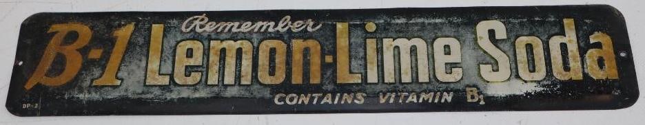 Remember B-1 Lemon-Lime Soda Metal Advertising Sign (1 of 2)