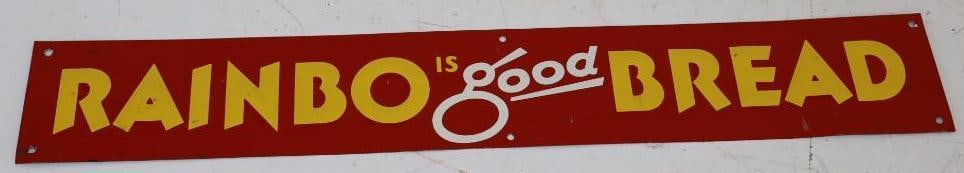 Rainbo Is Good Bread Embossed Metal Advertising Sign (1 of 2)