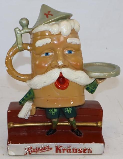 Rainier Krausen Beerstein Advertising Bar Back Chalk Ware: 7x4x11