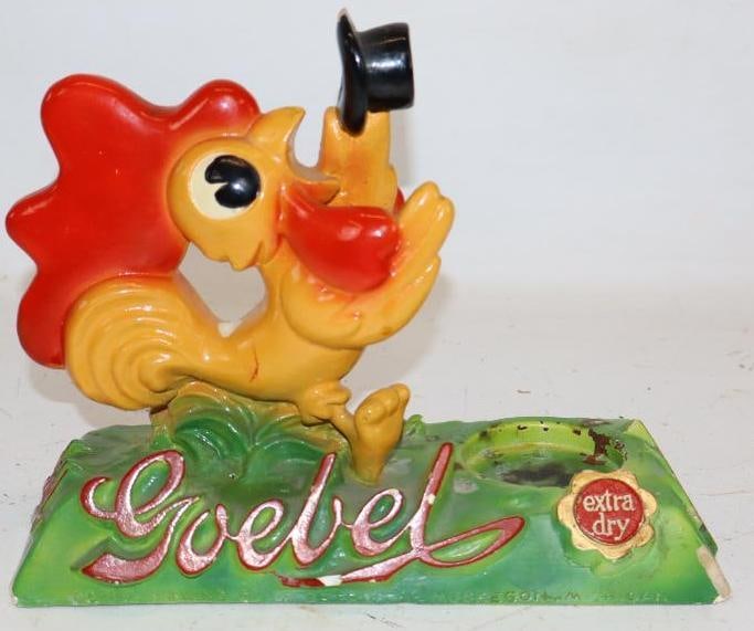 Goebel Extra Dry Bar Back Advertising Chalk Ware: 10x4x8.5