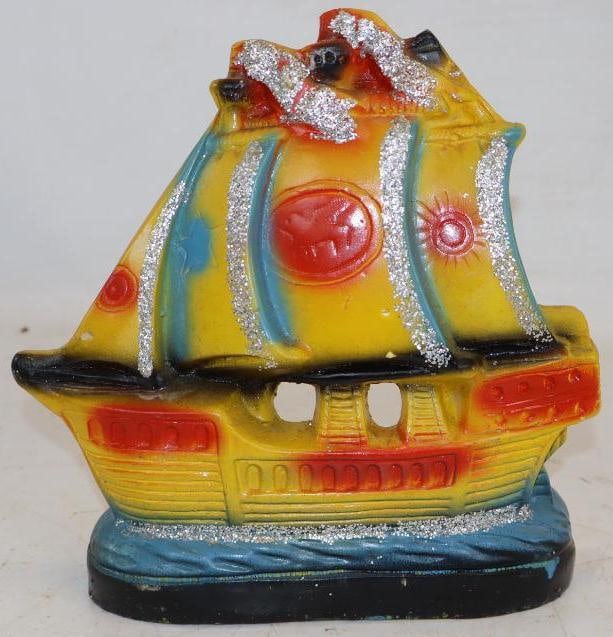Pirate Ship Chalk Ware Carnival Prize: 9.5x9.5x3