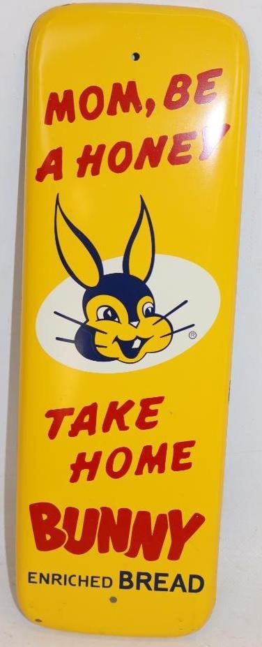 Mom Be a Honey Take Home Bunny Enriched Bread Metal Advertising Door Push (1 of 2)