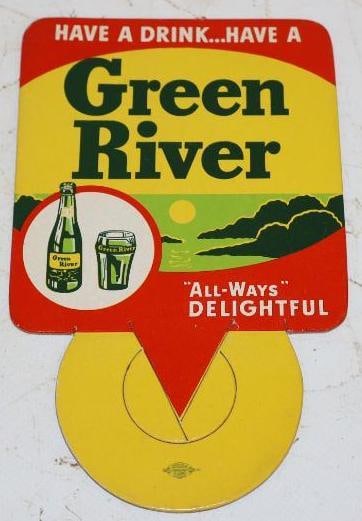 Green River Soda "All-ways Delightful" Advertising Cardboard Bottle Topper: 3.75" x 6"