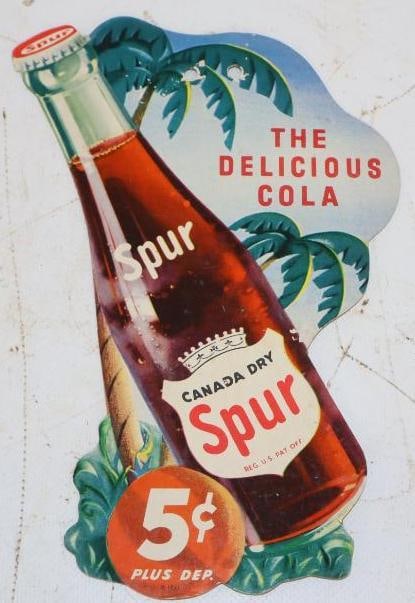 Canada Dry Spur The Delicious Cola Cardboard Advertising Fan Pull (1 of 2)