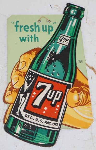 Fresh Up with 7UP Cardboard Advertising Fan Pull (1 of 2)