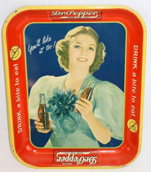 Dr. Pepper Drink a Bite to Eat You'll Like it Too Metal Advertising Serving Tray (1 of 2)
