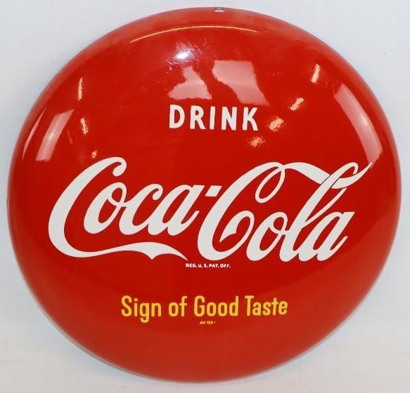 Drink Coca-Cola Sign of Good Taste Metal Advertising Button Sign (1 of 4)