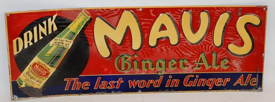 Mavis Ginger Ale Embossed Tin Tacker Advertising Sign (1 of 4)