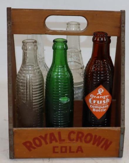 Royal Crown Cola 6 Bottle Wooden Carrying Case with Bottles (1 of 4)