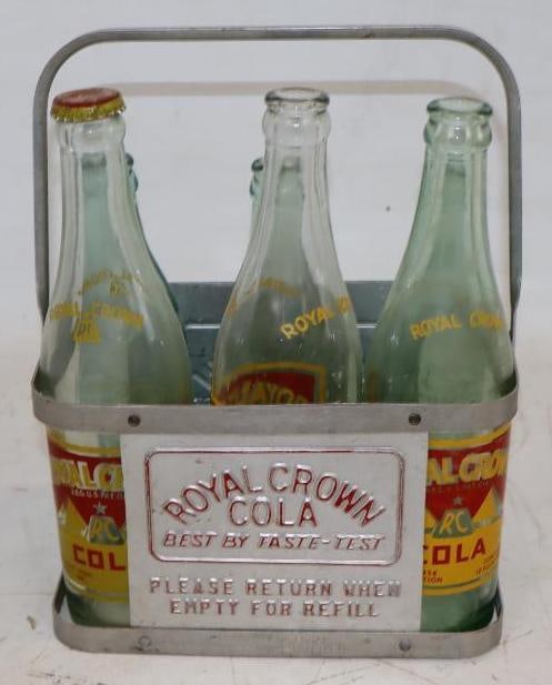 Royal Crown Cola Embossed Aluminum 6 Bottle Carrying Case with Bottles (1 of 4)
