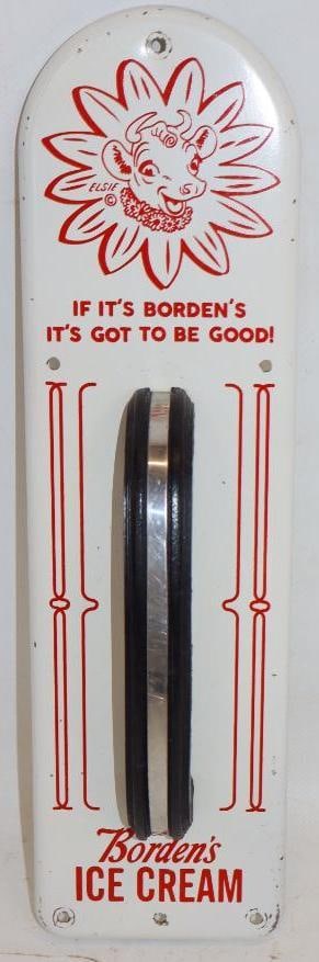 Borden's Ice Cream with Elsie Metal Advertising Door Push: is marked "Vernon Co. Newton IA" 3.75" x 13.25"