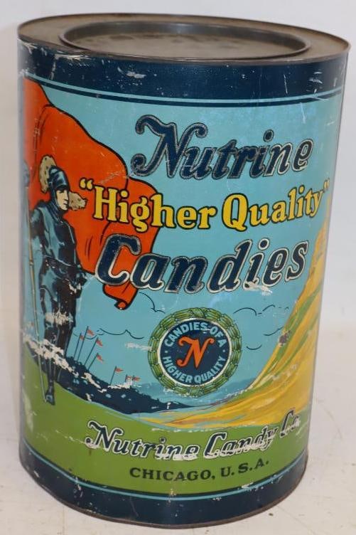 Nutrine High Quality Candies Advertising Can: 10" x 10" x 14"