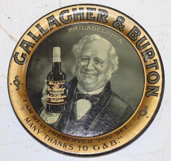 Gallagher & Burton Whiskey Advertising Tip Tray (1 of 2)