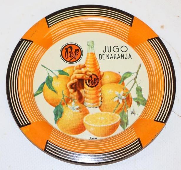 Pep Orange Juice Soda Metal Advertising Tip Tray (1 of 2)